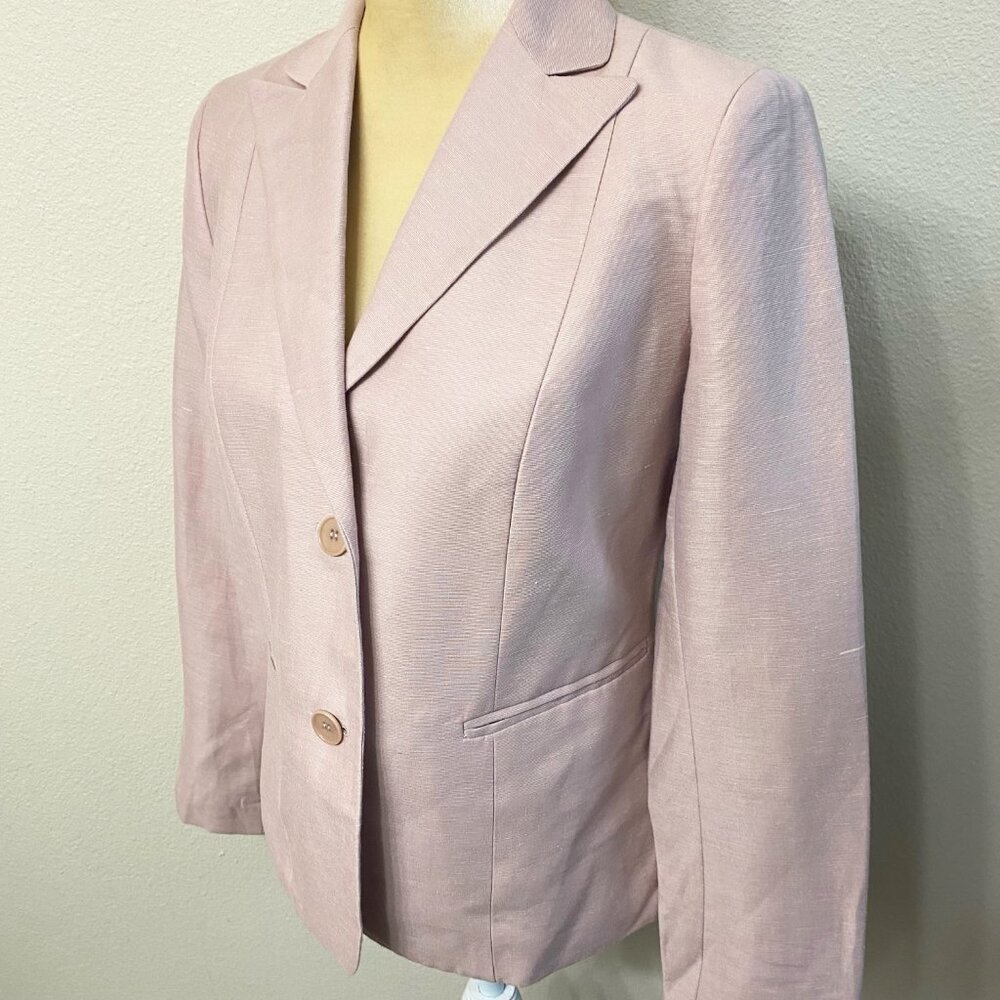 Talbots Linen Blend Pink Double Button Blazer - image 3